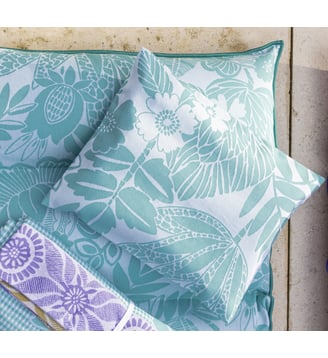 Coussin de plage Barbarde 100% coton - Le Jacquard Francais - Bleu baltique