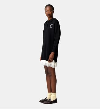 Robe pull satin dentelle - Claudie Pierlot - Bicolore