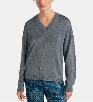 Tricot william en lurex rasé - Momonì - Bleu