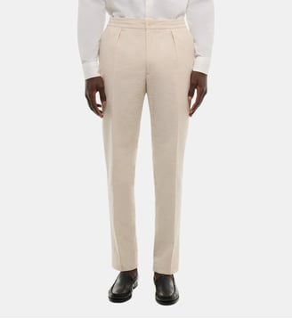 Pantalon élastiqué en seersucker rayé - Fursac - Beige