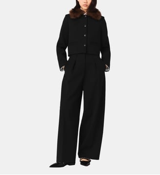 Veste courte à col amovible - Maje - Noir