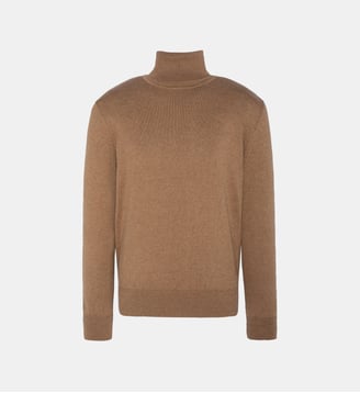 Pull col roulé - Schott - Beige marron