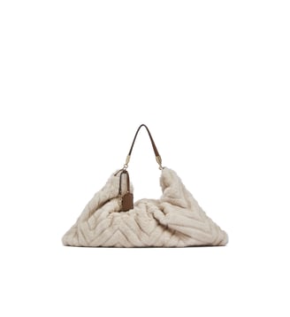 Sac grand format en fausse fourrure - Liu Jo - Crème