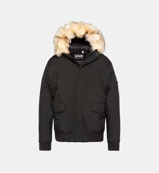 Blouson à capuche avec fausse fourrure amovible - Schott - Noir
