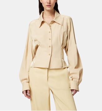 Chemise ceinturée en habotai et coton - Pinko - Marron