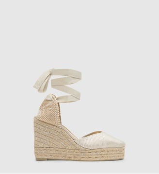 Espadrilles compensées en lin à bout pointu et lacets  JOYCE - Castaner - Multicolore