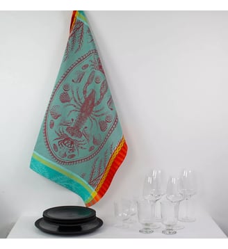 Torchon pur coton - Garnier Thiebaut - Bleu lagon