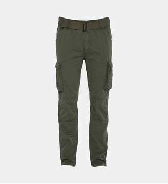 Pantalon cargo droit coton ceinturé-Kaki-30 - US-Olive-30 - US - Schott - Olive