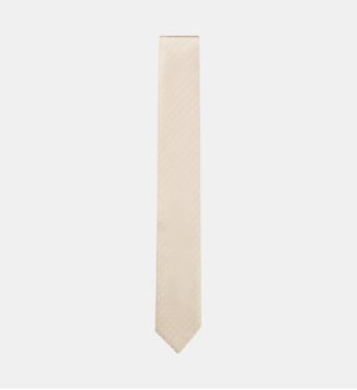 Cravate en soie à pois - BOSS - Beige clair