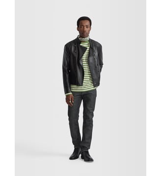 blouson Fifre en cuir d'agneau noir Agnès b.
