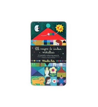 12 crayons de couleur métallisés Les comètes filantes - Moulin Roty - Multicolore