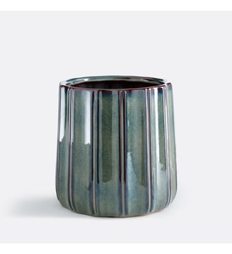 Cache-pot en céramique reliéfée, diamètre 27 cm - La Redoute Interieurs - Vert