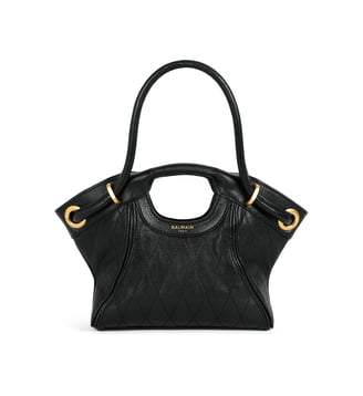 Sac Cabas Tote Small cuir lisse surpiqué - Balmain - Noir