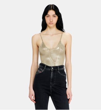 Body en jersey brillant à col rond - Diesel - Doré
