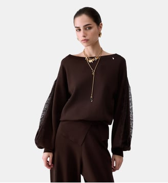 Maille avec empiècements en dentelle - Liu Jo - Moka