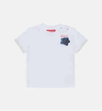 T-shirt avec logo et manches en dentelle - Diesel Kids - Blanc