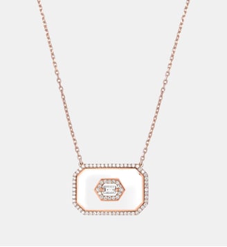Collier Marbella Art Deco Email Blanc - Djula - Or rose