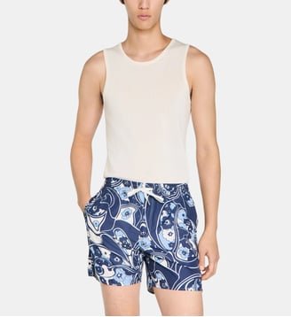 Short de bain à motif hippie - Sandro - Marine