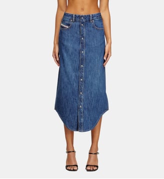Jupe en denim avec boutons sur le devant - Diesel - Bleu