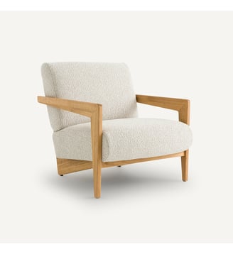 Fauteuil chêne massif et bouclette - AM.PM - Grège