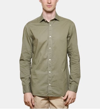 Chemise kaki en voile de coton coupe droite - Atelier Privé - Kaki