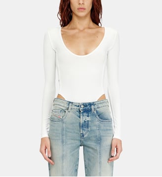 Body string en jersey côtelé - Diesel - Blanc