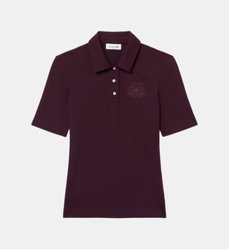 Polo Piqué stretch broderie slim fit - Lacoste - Marron