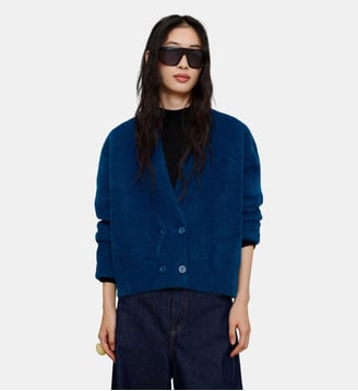 Veste imitation fourrure à face transversale - Adolfo Dominguez - Bleu
