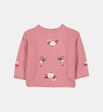 Pull - Blush laine broderie main - Tartine Et Chocolat - Rose