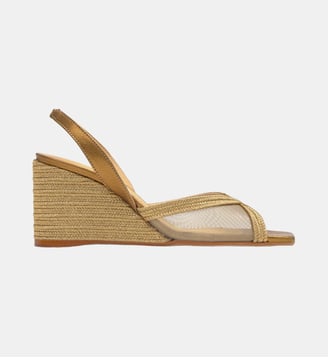 Sandales compensées slingback tressé BETTY - Castaner - Doré