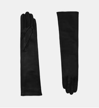 Opéra Gants Femme en Cuir Doublés Soie - Agnelle - Noir