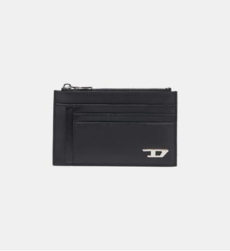 Porte-cartes en cuir avec poche zippée - Diesel - Noir