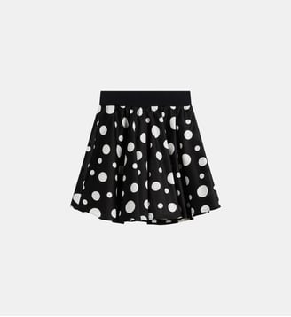 jupe en satin de coton à pois - Agnès b. - Noir