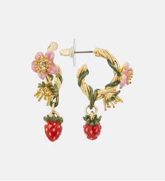 Boucles d'oreilles tiges créoles fraise des bois - Les Néréides - Multicolore