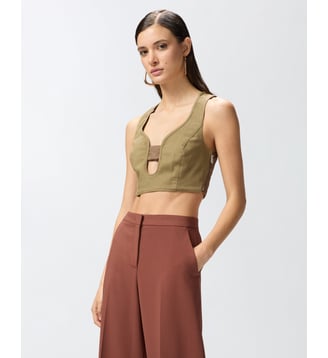 Crop top en coton avec décolleté - Pinko - Multicolore