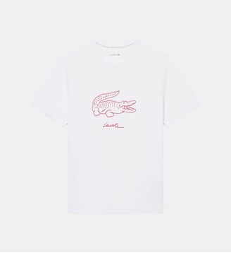 T-shirt d'intérieur coton imprimé - Lacoste - Blanc bordeaux