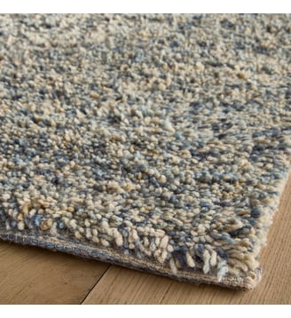 Tapis noué à la main, en pure laine - AM.PM - Bleu et beige