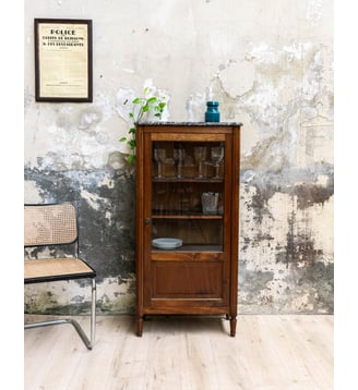 Vitrine en marbre Victoria N°1255- Produit chiné - Debongout - Bois foncé