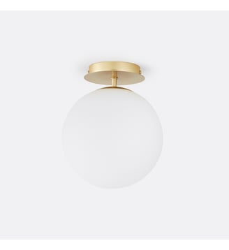 Plafonnier ou applique, en laiton et verre opaline - La Redoute Interieurs - Blanc gris