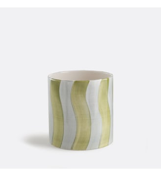 Cache-pot en céramique émaillée, à rayures, diamètre 14 cm La Redoute Interieurs