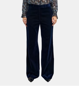 Pantalon large de tailleur en velours - MYA - Gerard Darel - Marine