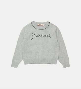 Pull à col rond avec logo - Marni - Inox gris mélangé