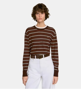 Pull en laine à rayures - Sandro - Marron