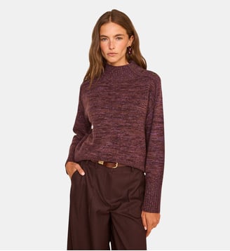 Pull À Manches Longues En Cachemire 4 Fils Bradley - Maison 123 - Aubergine