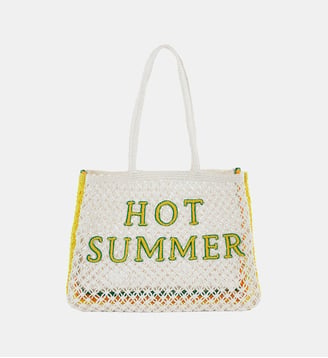 Sac cabas brodé de perles ULYSS - Wild - Blanc