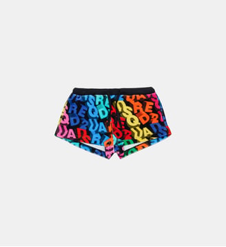 Short en maille avec logo allover - Dsquared2 - Vert slime