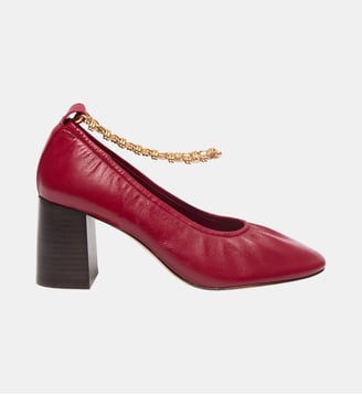 Escarpins Souple En Cuir Avec Chaîne - Vanessa Bruno - Cerise