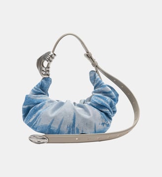 Grab-D-Petiti sac hobo froissé en satin denim - Diesel - Bleu