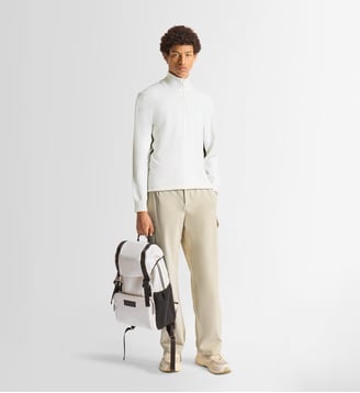 Pull natom col montant coupe regular - Fusalp - Neige, beige chiné et noir