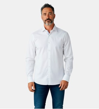Chemise blanche pointe diamantée Fancy coupe cintrée - Atelier Privé - Blanc